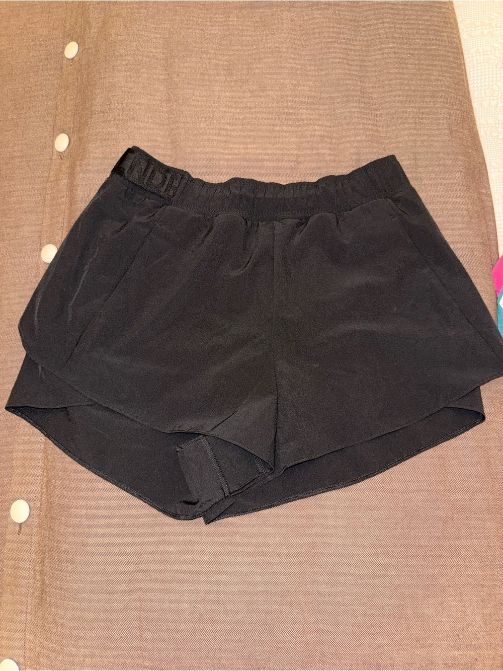 Women's Black Athletic Overlay Shorts with Elastic Waistband